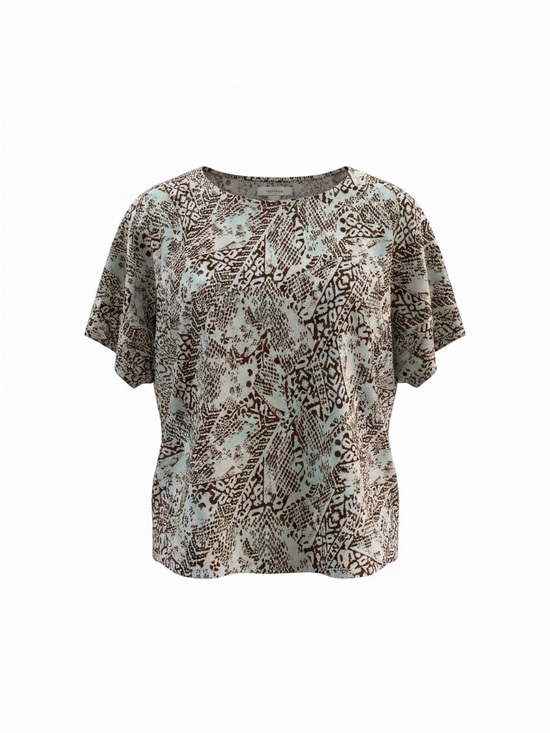 Established 1946 Tops - Relaxed Short-Sleeve Animal Print Top in Cream and Brown